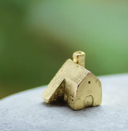 Wood Oven Bakery Brass Figurine